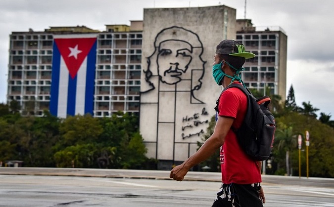 Famous sculptural relief of Che Guevara at Cuban Revolution Square