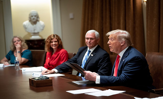 President Donald Trump prepares to sign an Executive Order, Washington, DC, U.S., August 3, 2020.