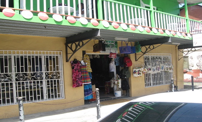 Souvenir and handicraft shop in Roseau, Dominica. July 14, 2020.