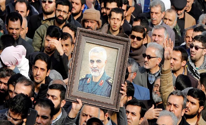 Iranian citizens mourn Soleimani in the streets of Teheran, Iran, January 3, 2020.