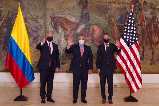 U.S. National Security Adviser Robert O'Brien meets with Colombian President Ivan Duque. Bogota, Colombia. August 18, 2020.