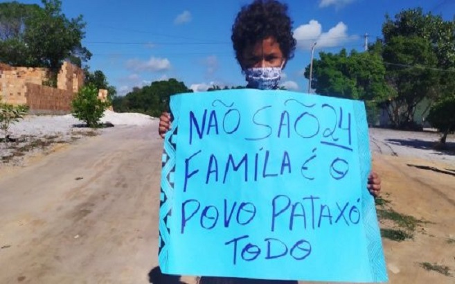 Pataxo Indigenous families protest to stop eviction, Bahia, Brazil, August 31, 2020.