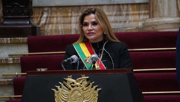 The self-proclaimed President Jeanine Añez in La Paz, Bolivia, August 6, 2020.