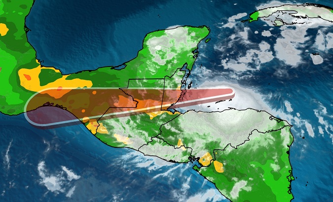Tropical Storm Nana made landfall in Belize, Sept. 3, 2020.