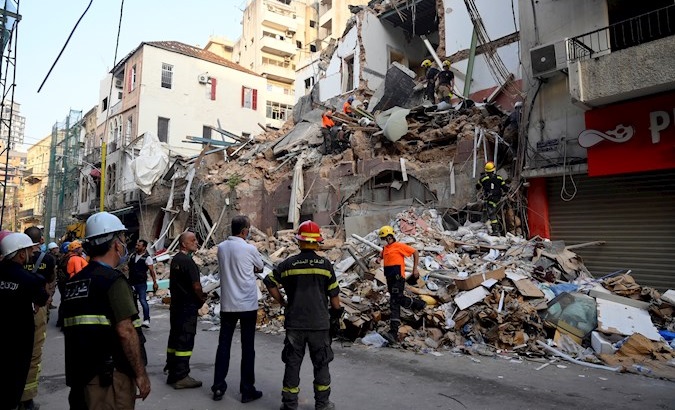 Rescue team looking for a survivor under the rubble, Beirut, Lebanon, Sept. 3, 2020.