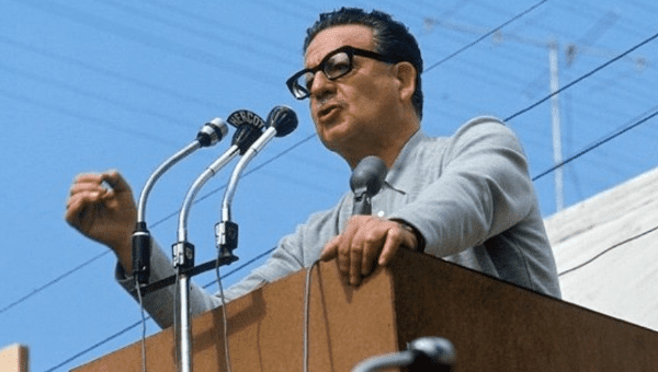 Salvador Allende giving a speech. 