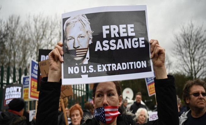 Rally to reject the extradition request against Julian Assange, London, UK, Feb. 24, 2020.