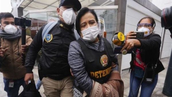 Former Secretary of Peru's Government Palace Miriam Morales was arrested in Lima, Peru, Oct. 2, 2020.