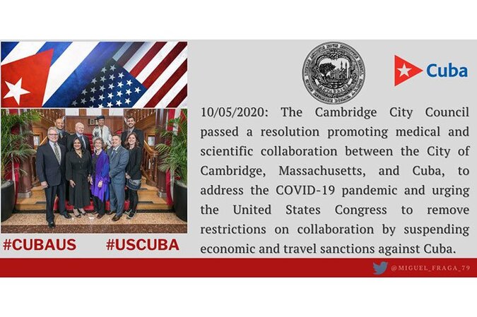 The Cambridge City Council passed a resolution Monday promoting medical and scientific collaboration with Cuba on COVID-19, urging Congress to remove restrictions on collaboration by suspending economic and travel restriction on Cuba.