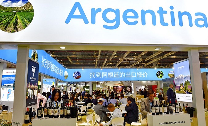 Exhibition of Argentine products at the 2020 China International Import Expo, Oct. 16, 2020.
