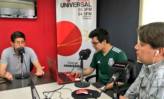 Transmission booth of Pichincha, an independent radio station that has been censored several times, Quito, Ecuador, 2020.