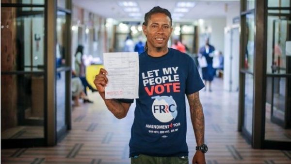 Citizen after a hearing aimed at restoring his right to vote, Miami, U.S, Nov. 8, 2019.