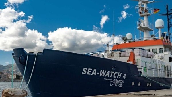 The humanitarian vessel Sea-Watch in Palermo, Italy, Oct. 23, 2020.