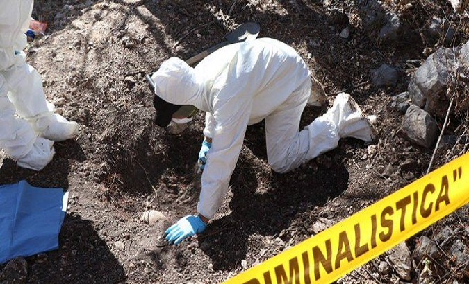 Excavation process in a clandestine grave, Jalisco, Mexico, Oct. 26, 2020.