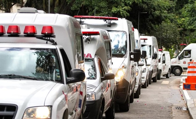 Ambulance caravan in Sao Paulo, Brazil, Nov. 2, 2020.