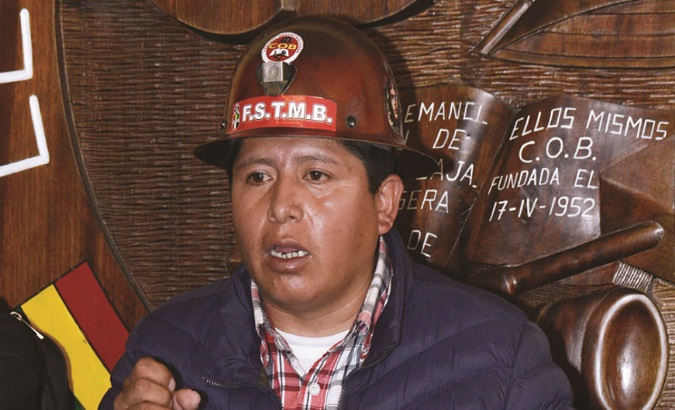 COB Secretary Juan Carlos Huarachi denounces political persecution, Bolivia, Oct. 29, 2020.