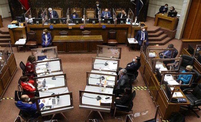 Chile's Senate debates constitutional claim against former Interior Minister Victor Perez, Nov. 16, 2020.