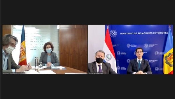 Foreign Ministers of Paraguay and Andorra hold a virtual meeting ahead of the 27th Ibero-American Summit, Nov. 17, 2020
