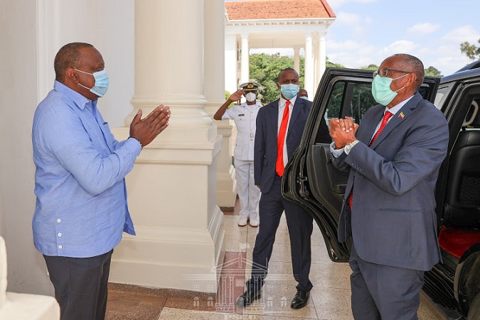 President Uhuru Kenyatta receives Somaliland President Muse Bihi at Statehouse, Nairobi.