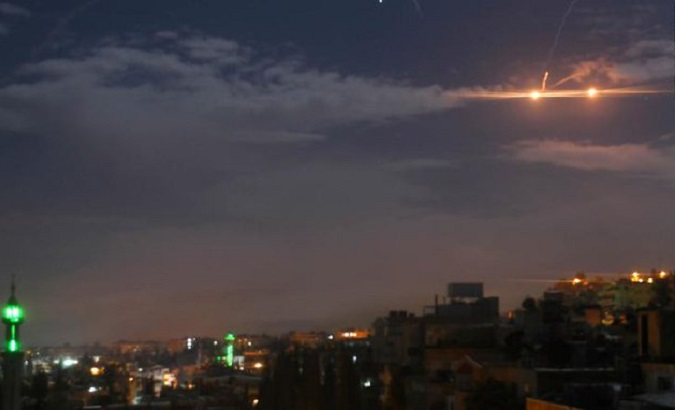 Israeli missiles in the sky over Syrian territory. Dec. 25, 2020.