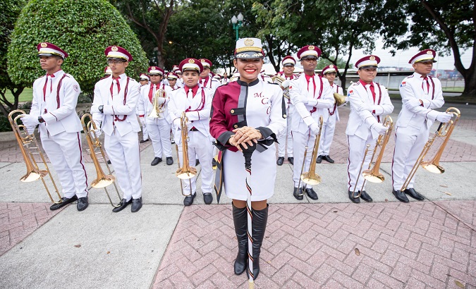 Moises Castillo School's Musical Band during the act to mark 20 years of the Canal's transfer, Panama, Dec. 31, 2019.
