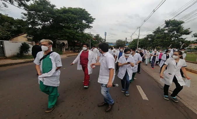 Doctors demanding better working conditions, Paraguay, Jan. 4, 2021.