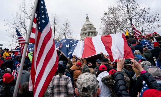 Donald Trump’s supporters gathering near the Capitol building, Washington, DC, U.S., Jan. 6, 2021.