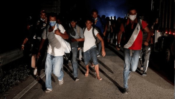 Migrants advance to the U.S.-Mexico border, Honduras, Jan. 13, 2021.
