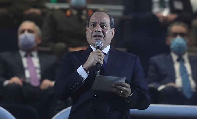 President Abdel Fattah Al-Sisi at the 27th Men's Handball World Championship, Cairo, Egypt, Jan. 13, 2021.