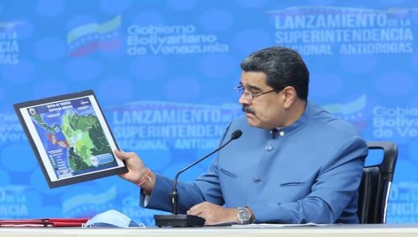 President Nicolas Maduro at launch of the National Anti-Drug Superintendence, Caracas, Venezuela, Feb. 19, 2021.