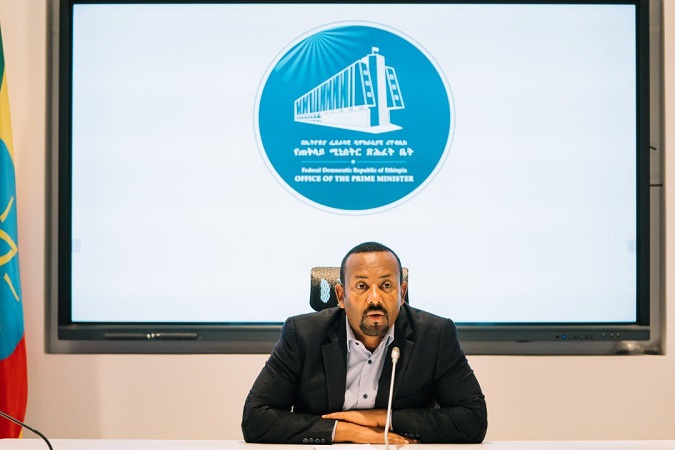Prime Minister Abiy Ahmed during a virtual meeting on Tigray on February 18, 2021.