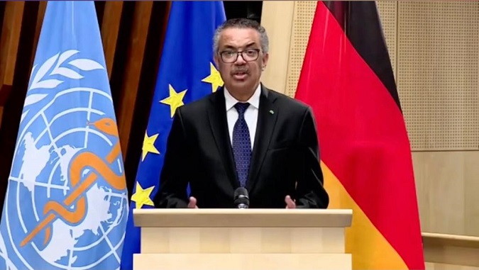 WHO Director-General Dr Tedros Adhanom Ghebreyesus during a press conference with H.E. German Federal President Frank-Walter Steinmeier on February 22, 2021.