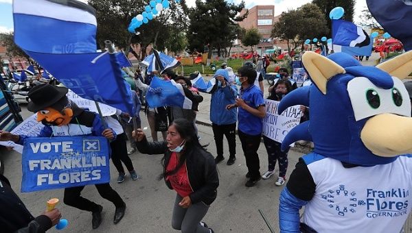 Movement Towards Socialism (MAS) supporters participate in a rally, El Alto, Bolivia, Feb. 28, 2021.