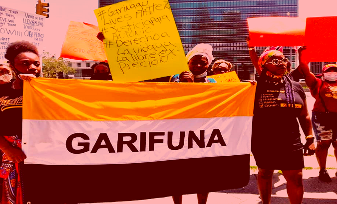 Activists mobilize to condemn disappearance of Garifuna leaders, Honduras, 2020.