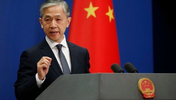 Chinese Foreign Ministry spokesman Wang Wenbin speaks during a daily media briefing at the Ministry of Foreign Affairs in Beijing, China, September 2020. 