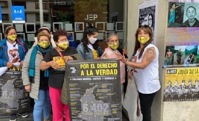 Relatives of civilians killed extrajudicially demand justice, Colombia, March 17, 2021.