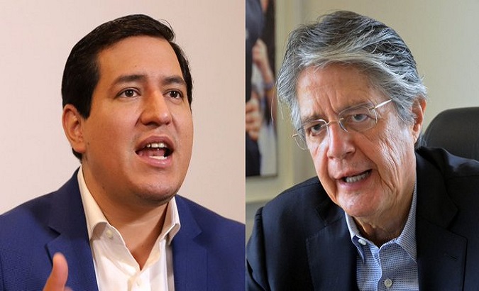 Andres Arauz (L) and Guillermo Lasso (R), Ecuador, March 19, 2021.
