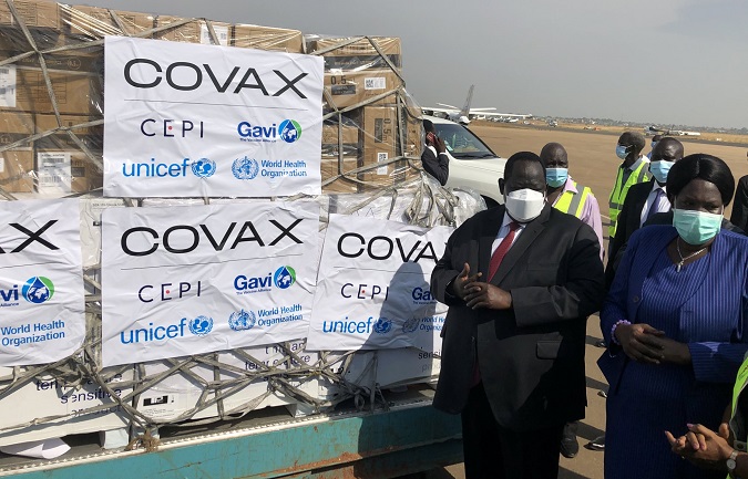 The first shipment of COVID-19 vaccines arrives in South Sudan on March 25, 2021.