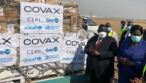The first shipment of COVID-19 vaccines arrives in South Sudan on March 25, 2021.