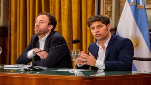 Buenos Aires Governor Axel Kicillof (R) and his Finance Minister Pablo Lopez (L), Argentina, 2020.