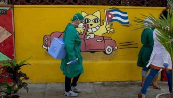Cuban doctors go to a health center, Cuba, March 29, 2021.