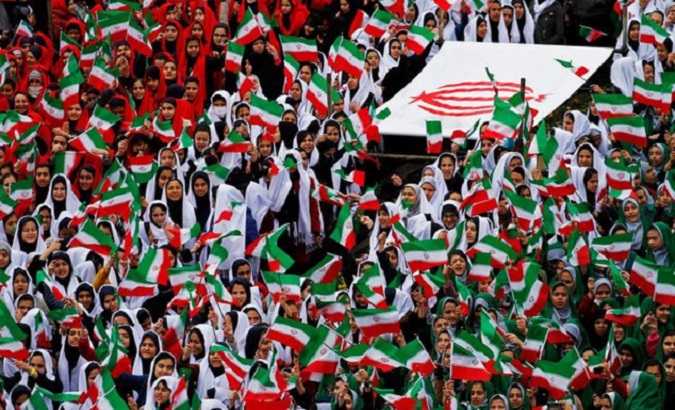 Citizens take part in a patriotic rally, Iran.