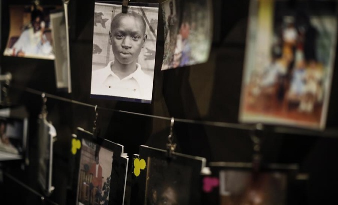 Photographs of those who were killed during the 1994 genocide, Kigali, Rwanda, April 6, 2019.