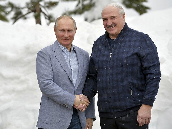 Belarus' President Alexander Lukashenko with his Russian counterpart Vladimir Putin.
