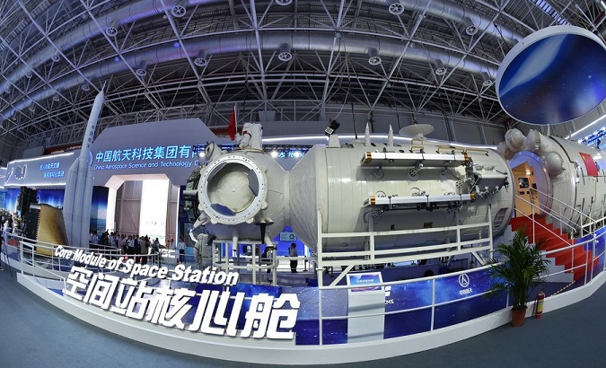 Full-size model of the core module of space station Tianhe, Zhuhai, China, Nov. 5, 2018.