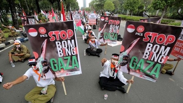 An anti-Israel protest in Jakarta, Indonesia, May 20, 2021.