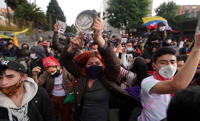 Citizens protest against President Ivan Duque, Bogota, Colombia, May 2021.