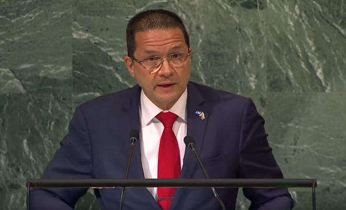 Venezuelan Minister of Foreign Affairs, Carlos Rafael Faría Tortosa at the 77th session of the United Nations General Assembly. Sept. 25, 2022.