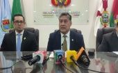 Juan Lanchipa, Attorney General of Bolivia, in press conference. Jul. 13, 2023.
