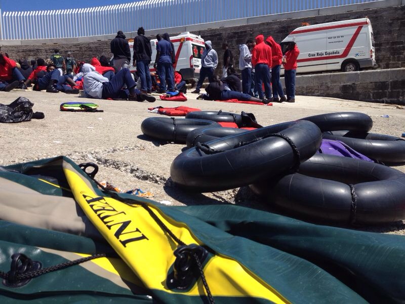 African migrants arrive in south of Spain, having travelled on rubber boats and tubing. (Photo: SERGIO RODRIGO)